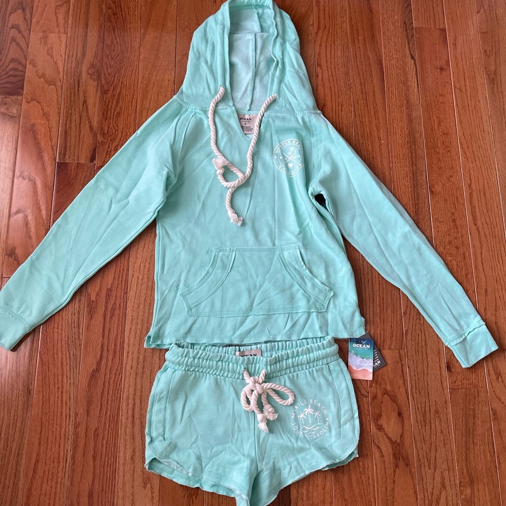Ocean Collection Mint Green Hoodie and Shorts Set